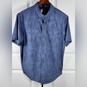Hurley Blue Tropical Resort Surfer Utility Button Down Shirt Men’s Large Coastal
